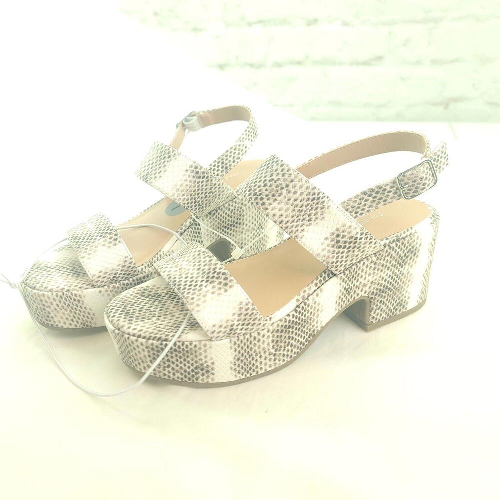 Marc Fisher White Reptile Print Platform Sandals … - image 4